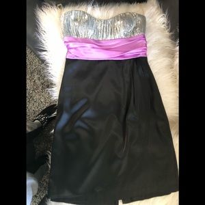 Juniors Dress Silver Sequin, Black and Lavender.